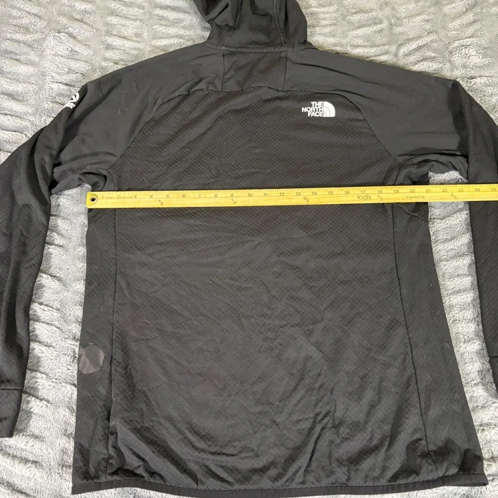 The North Face Summit Series Mens L Black Grid Fleece Full Zip Hooded Jacket
